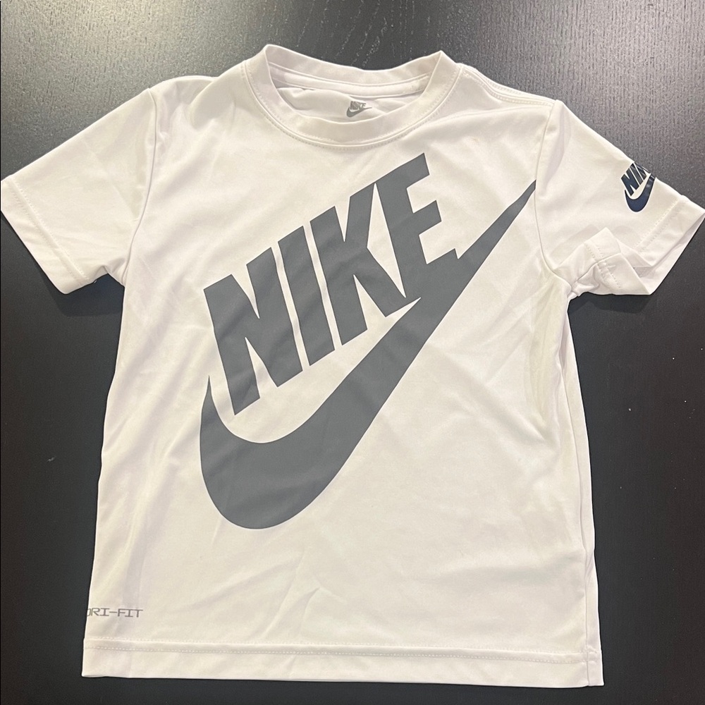 Nike Kids White and Gray Logo T-Shirt